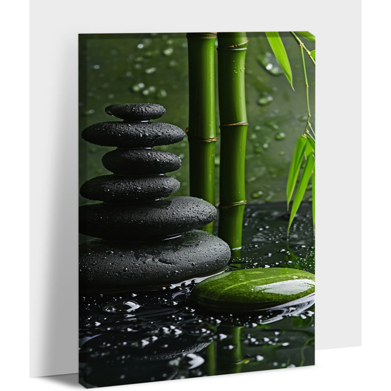Bay Isle Home™ Zen Stone Wall Art, Green Bamboo Bathroom Pictures Wall ...