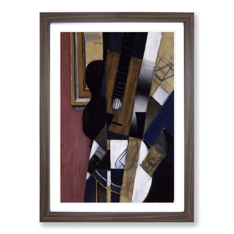Guitar and Pipe by Juan Gris - Picture Frame Painting, 65cm H x 48cm W x 2cm D, Walnut Framed
