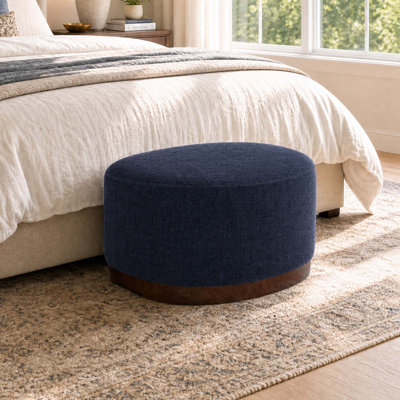 Bennett 25'' Upholstered Ottoman with Solid Wood Base