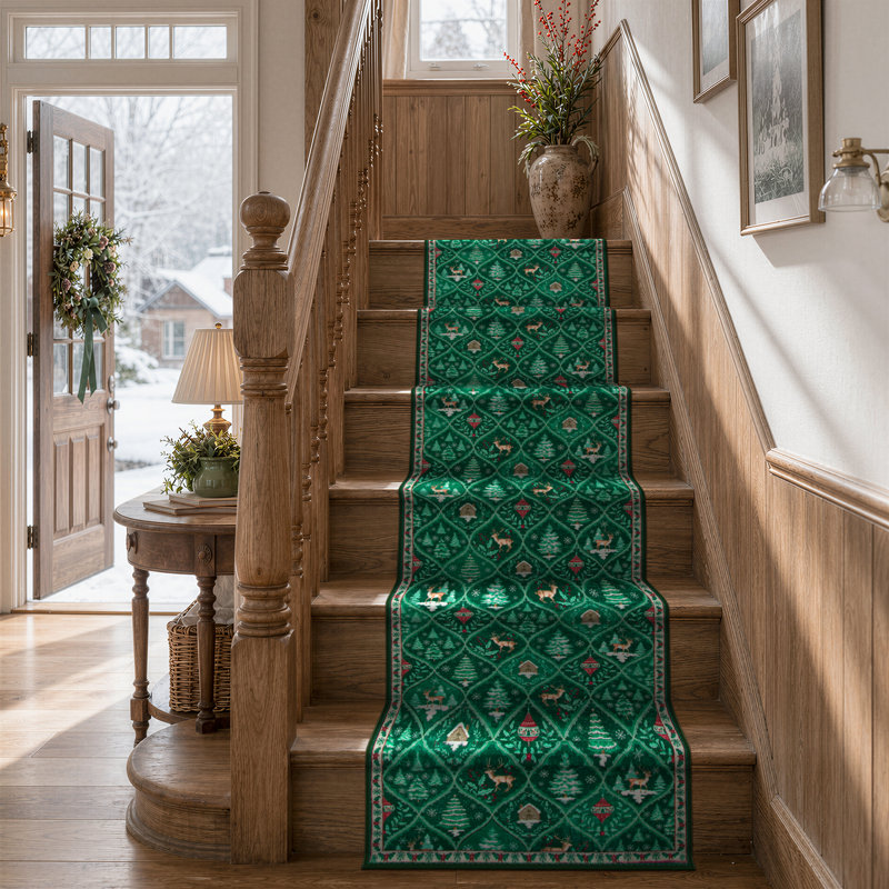 Tapis de Noël lavable marocain Laziya, Tapis de couloir 2 pi x 8 pi
