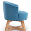 Fauteuil pivotant à 360°, revêtement en lin bleu, base en bois pour la décoration du salon, chambre en bois massif