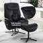 Fauteuil d'appoint en cuir fleur noir avec pivot et repose-pieds Labotina