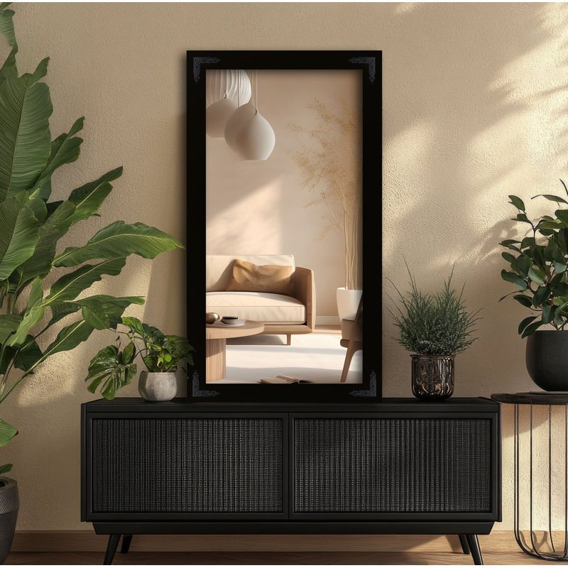 Heavner Flat Wall Mirror, Black, 47.5" H x 23.5" W