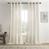 Carthamus Polyester Linen Textured Light Filtering Semi-Sheer Grommet Curtain Pair