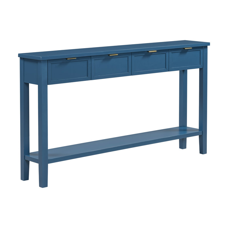 High-Quality Entryway Console Table with 4  Spacious Drawersm,1 Practical Bottom ShelfLong Legs, for Hallway, Foyer