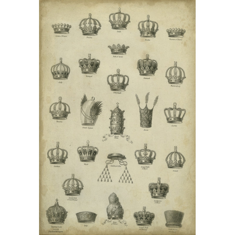 Heraldic Crowns & Coronets II by Milton - Wrapped Canvas Print, 122cm H x 81cm W