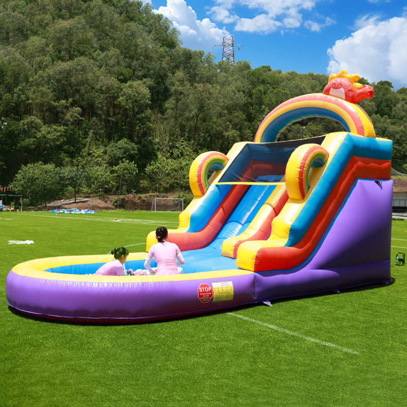 Relancez la piscine gonflable de silde d'eau de 21 pi pour les adultes d'enfants, glissade d'eau de 100% de PVC avec la grande piscine hermétique, ventilateur de 950W, utilisation humide et sèche