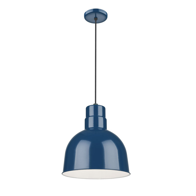 Luminaire suspendu en dôme à 1 lumière style RLM Dhrampla, Bleu marine, H 11 po x l 10 po x P 10 po