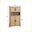 Armoires avec 4 portes en rotin tissé et amp; Tablettes réglables - Mid-Century | Beige | Panneau de particules