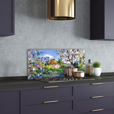 Spring Landscape 50cm x 100cm Glass Panel