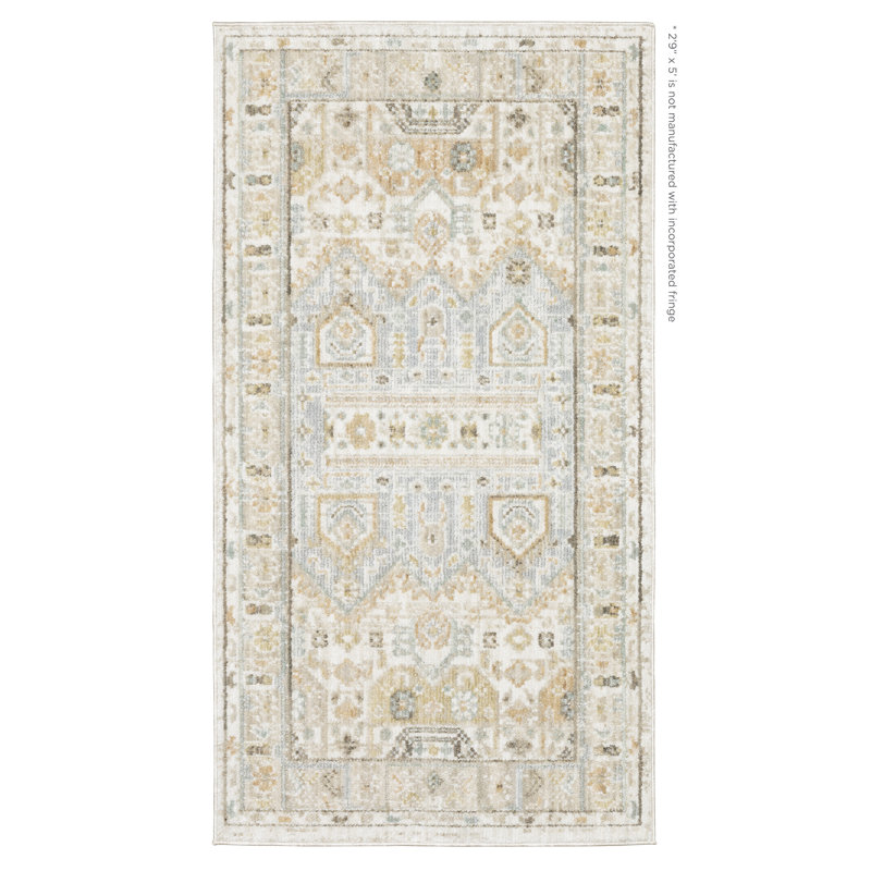 Tapis bleu pâle / beige Lainey, Rectangle 2 pi 9 po x 5 pi