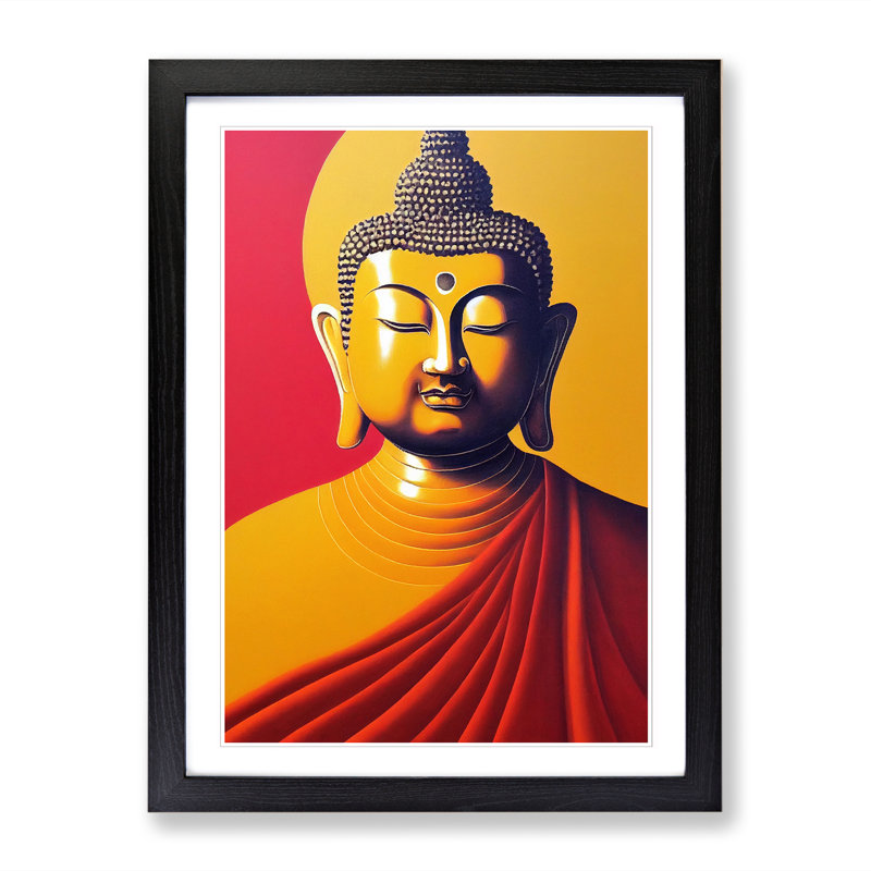 Buddha Mandala - Single Picture Frame Print, 46cm H x 34cm W, Walnut Framed