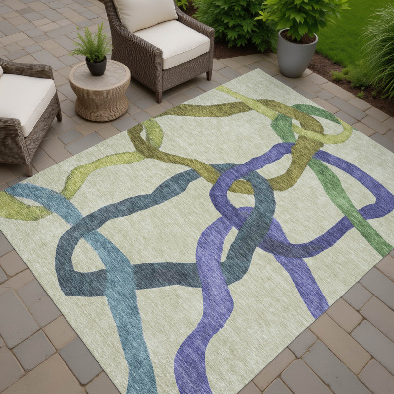 Machine Washable Indoor/Outdoor Erfried ACN2394 Abstract Rug, Rectangle 3' x 5'
