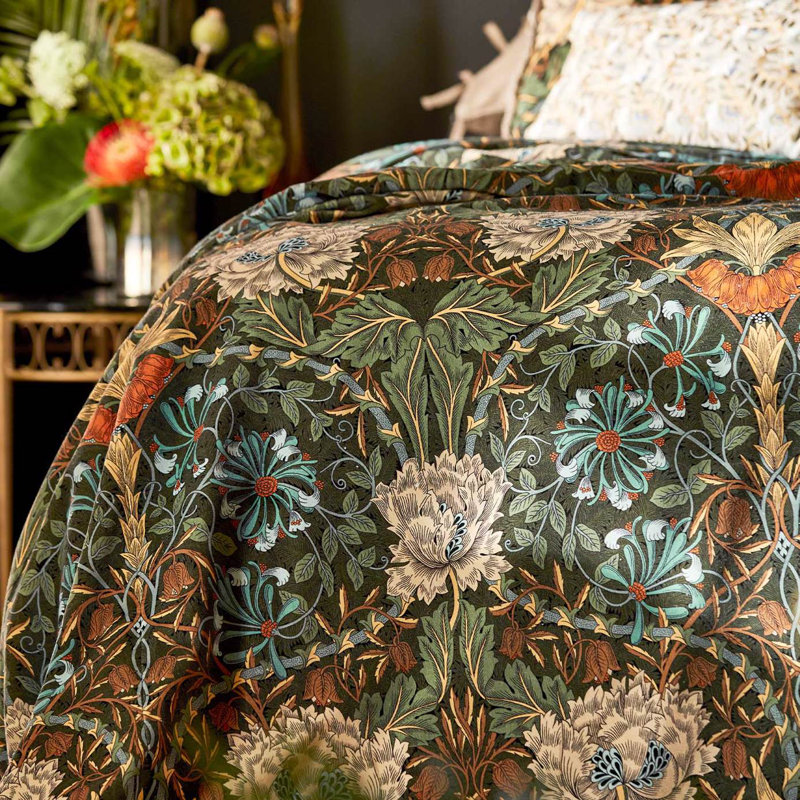 Honeysuckle & Tulip Fabric, Black Walnut/Stone