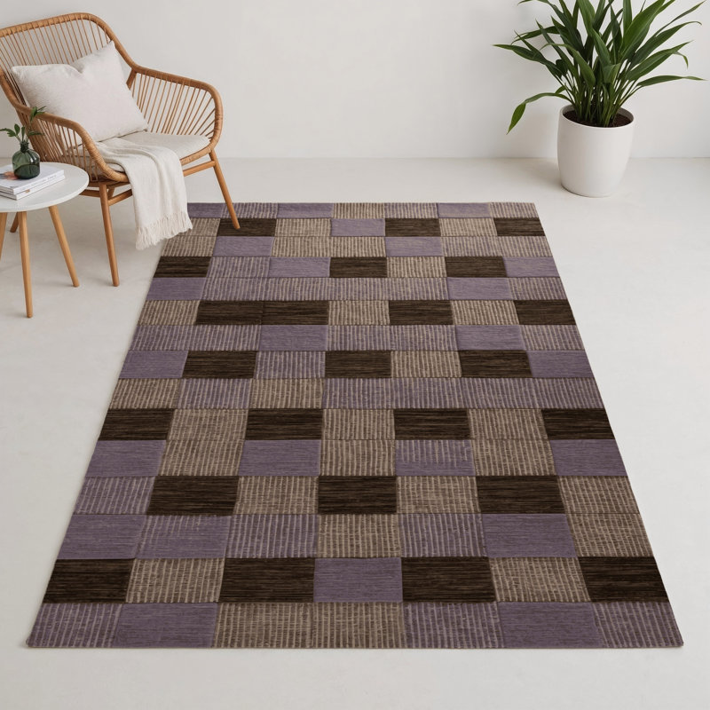 Tapis intérieur / extérieur noir à carreaux, Rectangle 9 pi x 12 pi