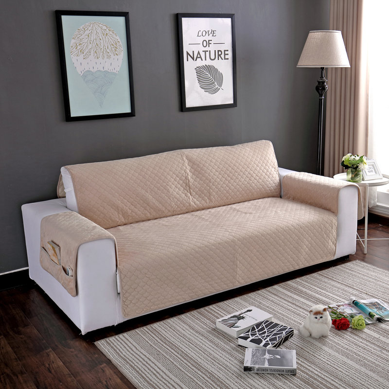 Box Cushion Sofa Slipcover, 30" H x 45" W x 20" D, Gray