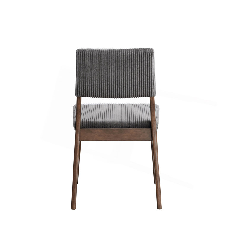 Ensemble de 2 chaises d'appoint en velours côtelé et finition noyer gris Seda, Gris