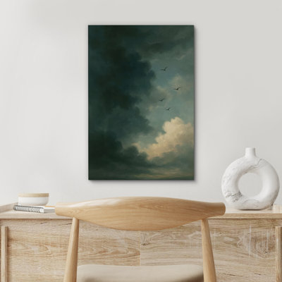 Stormy Sky with Birds in Flight - Pictures Framed Canvas Print Wall Art