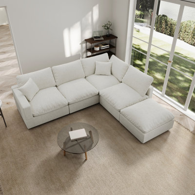 Noraidh 95.4'' Square Arms Modular Sofa, Upholstered Sofa, Cloud Sofa, L Shaped Sectional Sofa Couch for Living Room Office Apartment