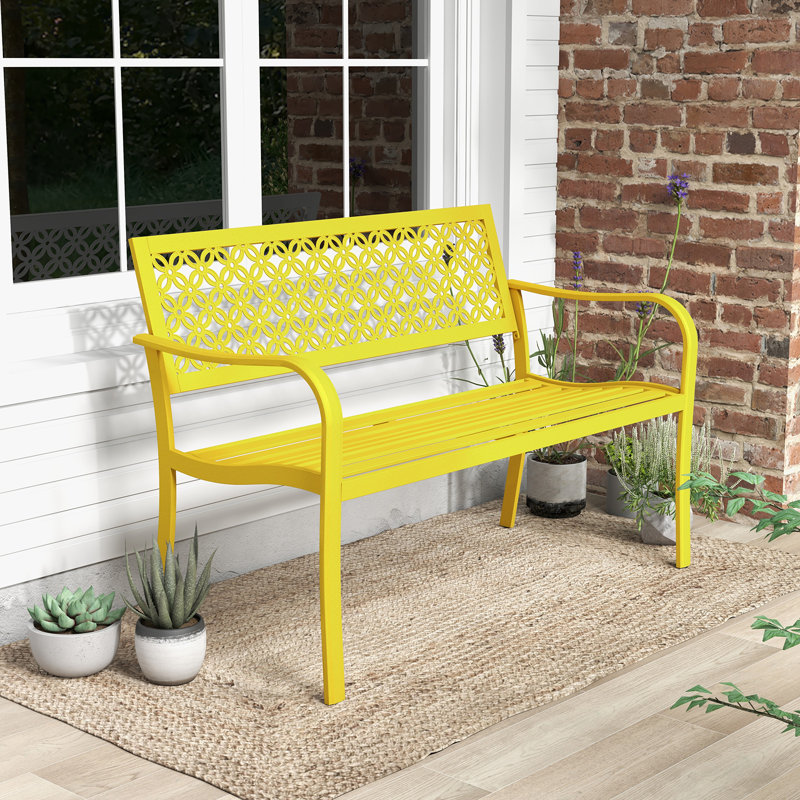 Banc en acier Eveliina, Jaune