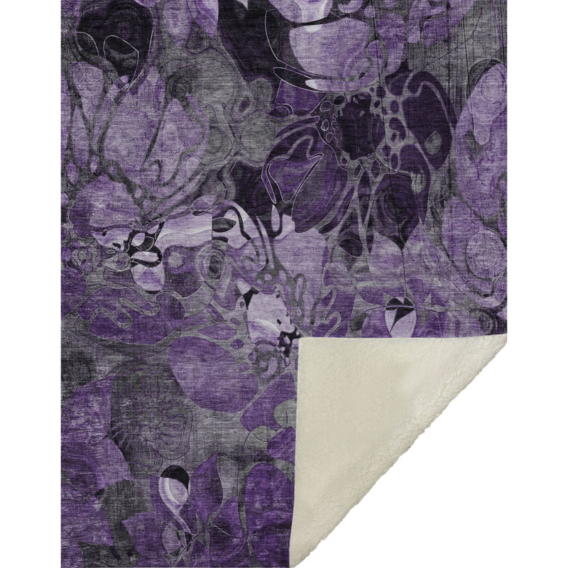 Jeté en sherpa floral Addison, Purple