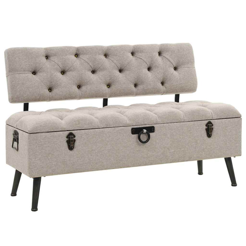 VidaXL Storage Bench Hall Bench with Backrest for Living Room Faux Leather
