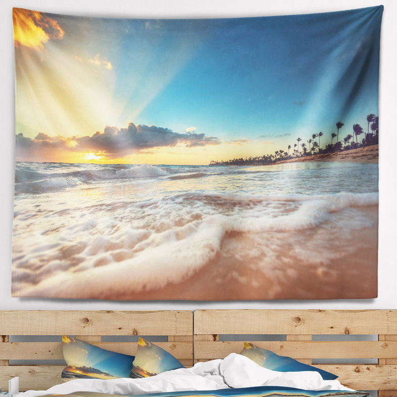 Tapisserie «Seashore Exotic Beach» en République Dominicaine, H 32 po x l 39 po