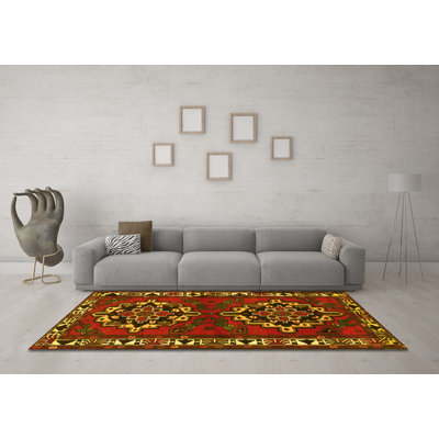 Tapis traditionnels jaunes lavables à la machine 1184