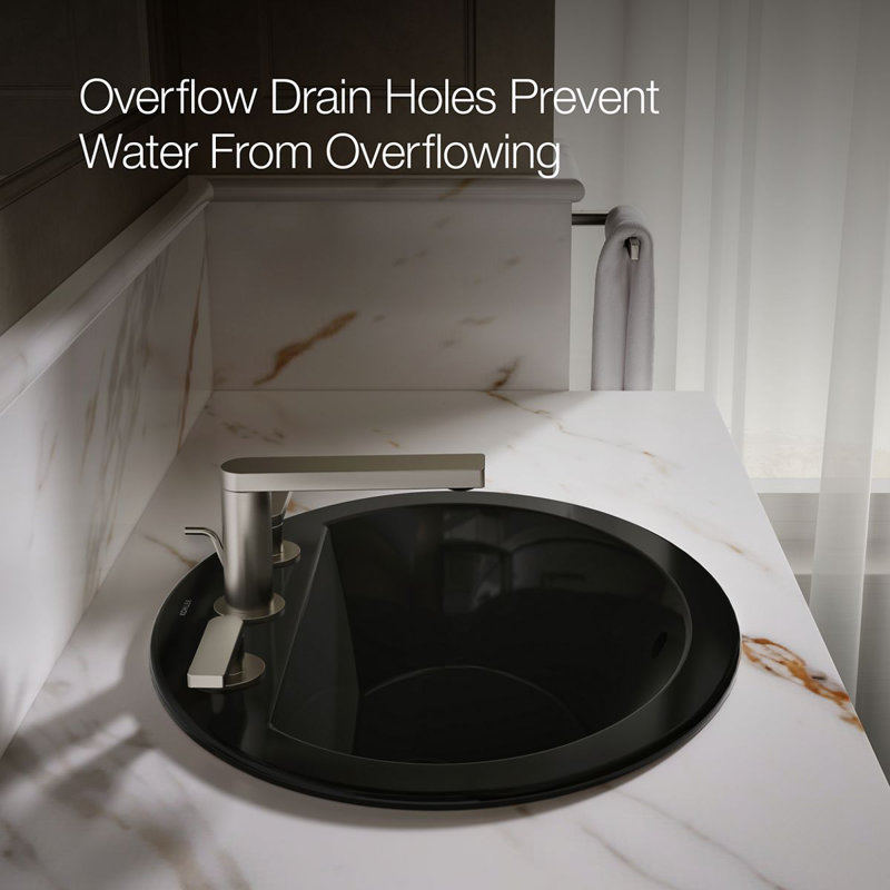Bryant Ceramic Oval Drop-In Bathroom Sink with Overflow, Black Black, 8" Centers