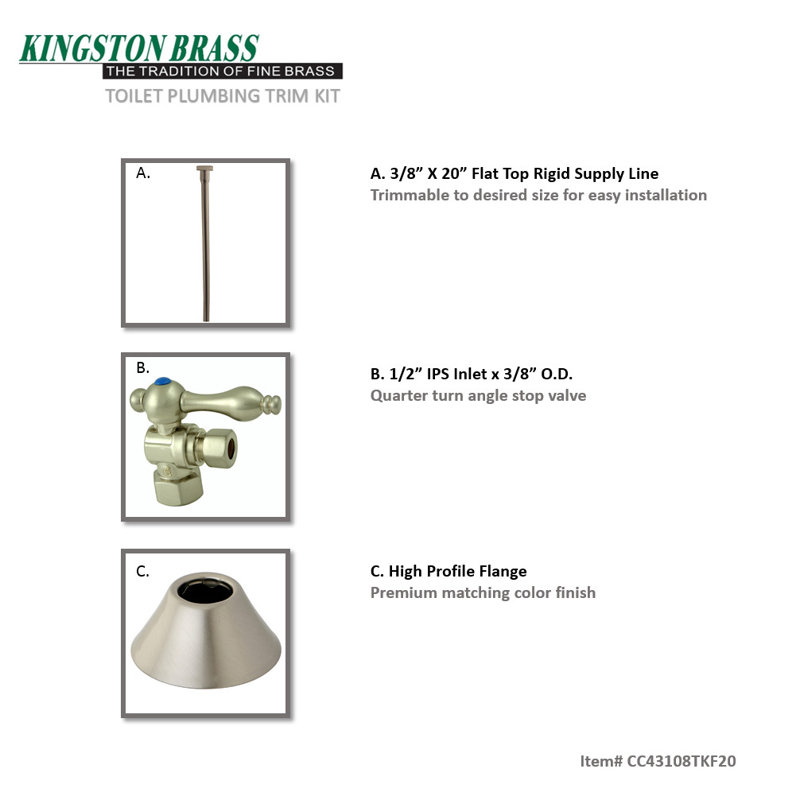 Ensemble de garniture de toilette Kingston, Nickel brossé