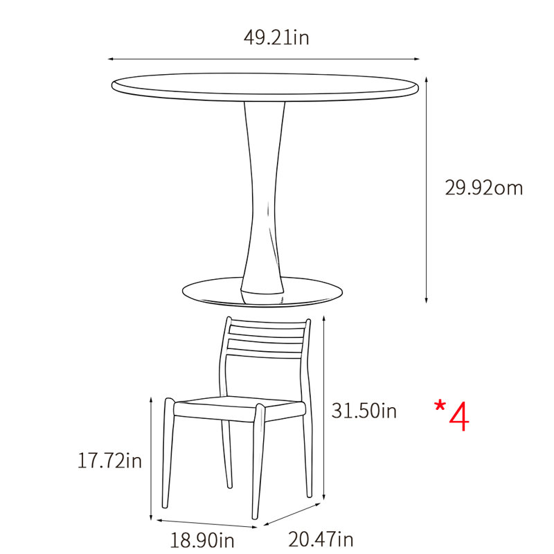 Nordic style modern simple round table sets, Nut Brown/Beige