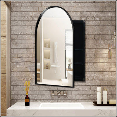 Armoire à pharmacie encastrée 24 po x 36 po avec cadre en métal, tablettes réglables et miroir pour un rangement moderne dans la salle de bain