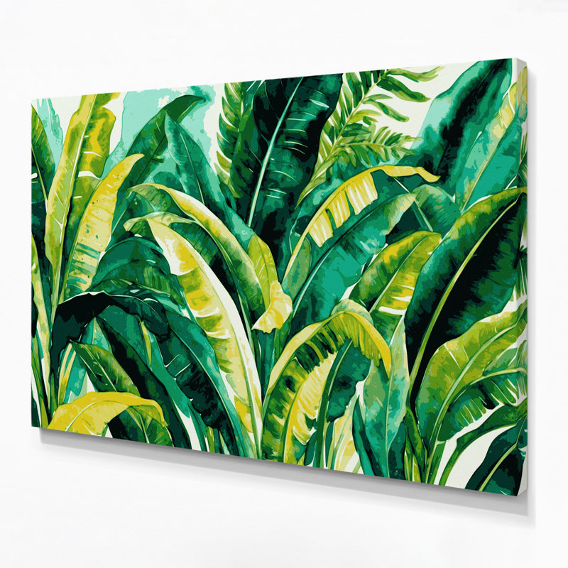 «Hawaiian Banana Plants», art mural sur toile verte, H 24 po x l 36 po
