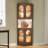 78” Rustic Corner Bookshelf Bookcase With Doors, Corner Display Cabinets With Led Light