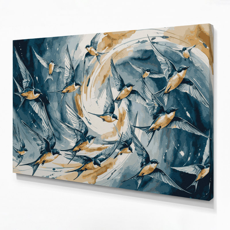 Birds Tree Swallow Beige Canvas Wall Art, 11" H x 14" W