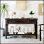 Classic Retro Style Console Table with Three Top Drawers and Open Bottom Shelf, Easy Assembly (Espresso)-1176669674
