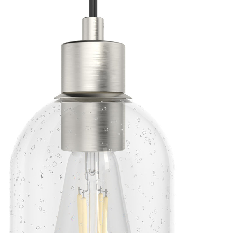 Lochemeade 1 - Light Single Cylinder Pendant, Small, Brushed Nickel, Seeded
