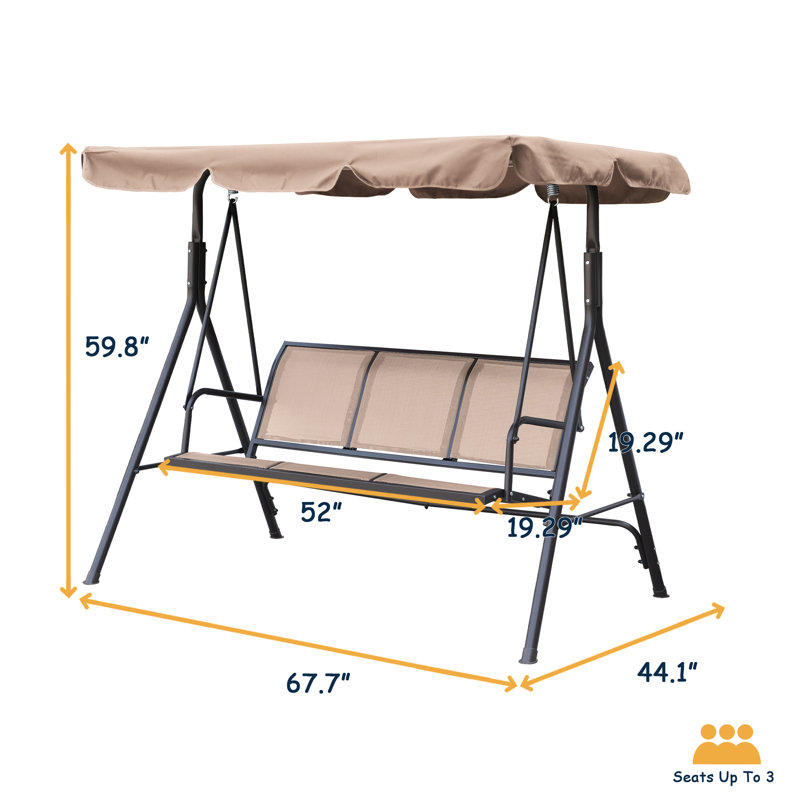 Balancelle 3 personnes avec auvent, Beige