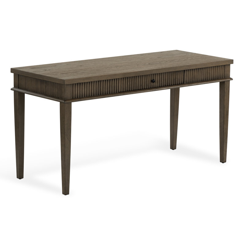 Shelbie 1 Drawer Reeded Desk, Dark Brown Oak