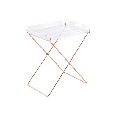 Clear Acrylic & Copper Finish Tray Table