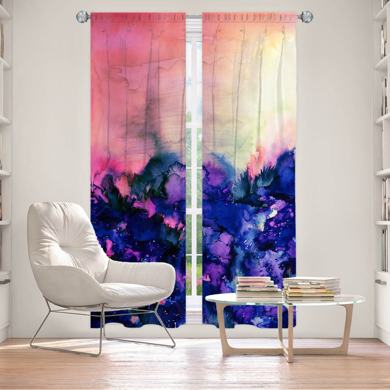 Panneau de rideau simple obscurcissant et isolant Into the Eye, Rose / indigo, L 20 po x L 61 po