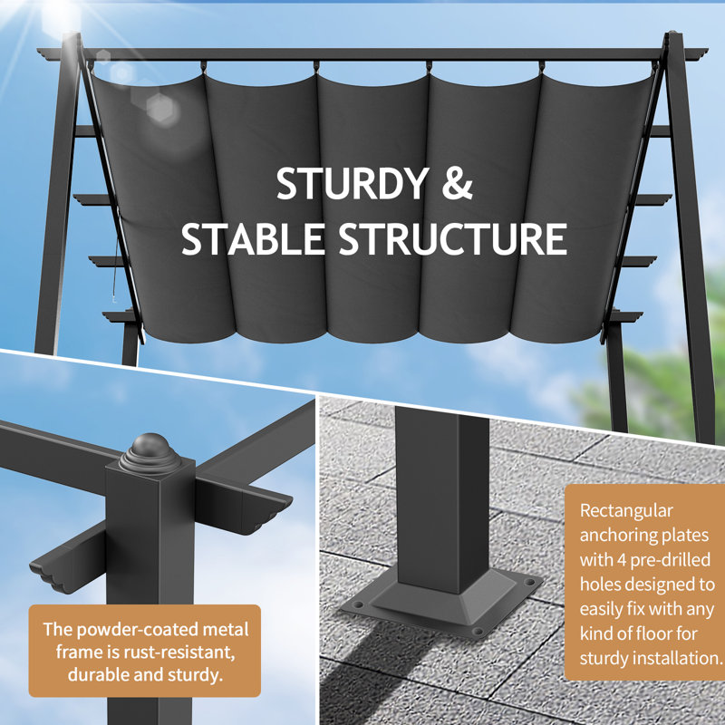 10 Ft. W x 10 Ft. D Metal Pergola with Canopy