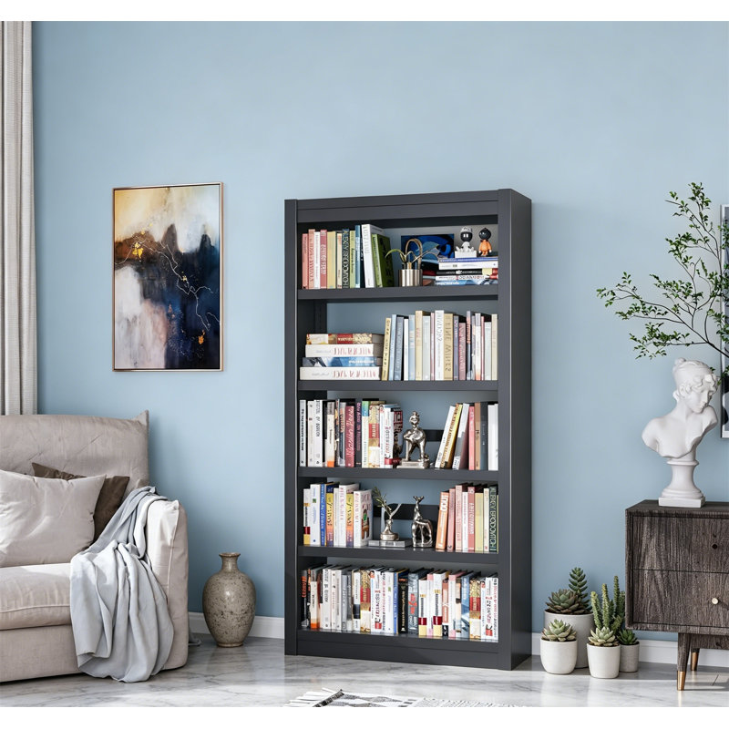 5-Tier Sturdy Bookcase, Adjustable Shelves, Large Capacity, Modern for Living Room Office Garage