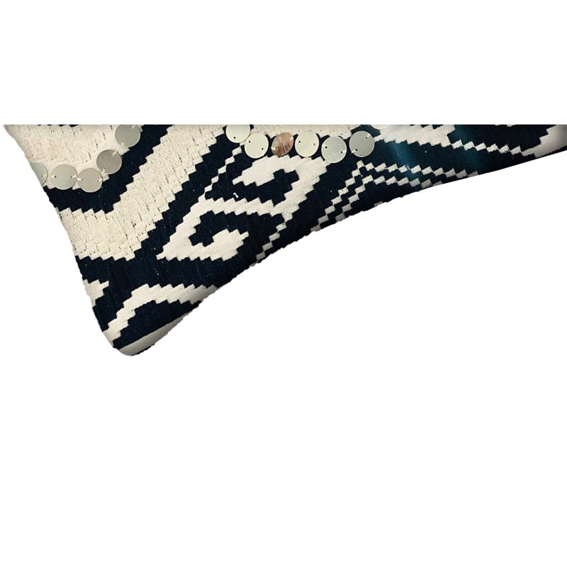 Coussin lombaire rectangulaire en coton 12 x 20, motif aztèque classique, blanc, noir