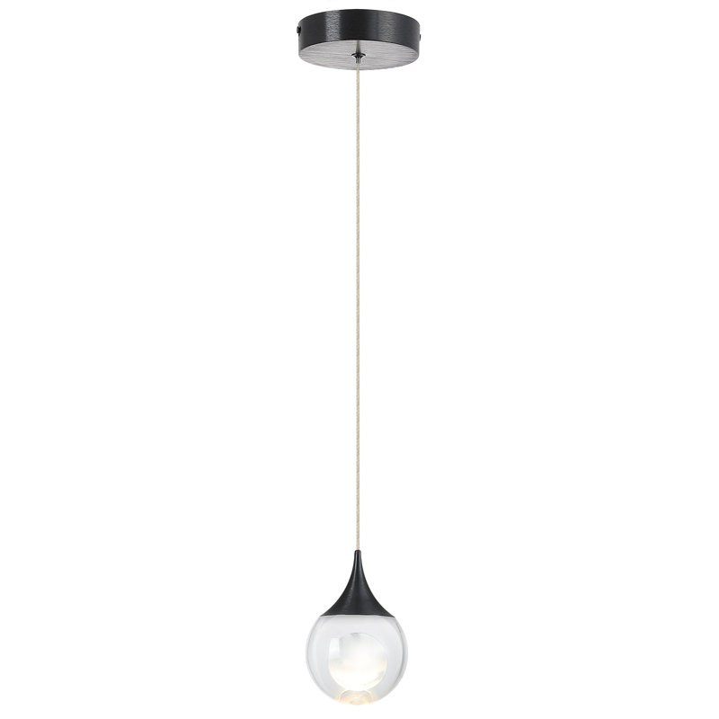 Lyken 1 - Light LED Single Pendant, Black Tricolor