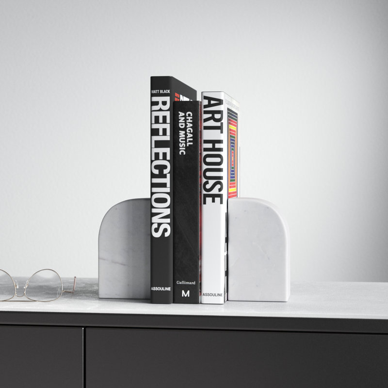 Matheson Marble Bookends, White