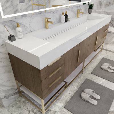 Glasgow 84'' Double Bathroom Vanity with Acrylic Top