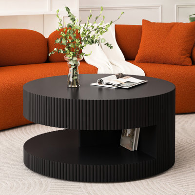 Table basse ronde moderne avec rangement bout à bout