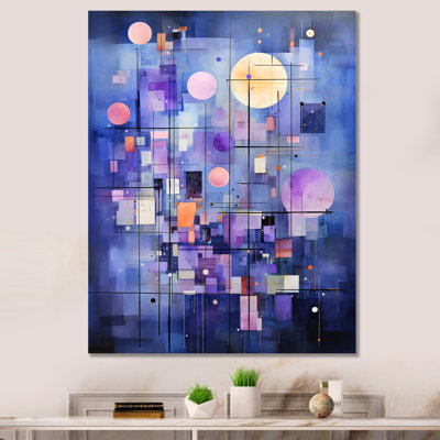 Abstrait géométrique tons bleus 2 - art mural géométrique