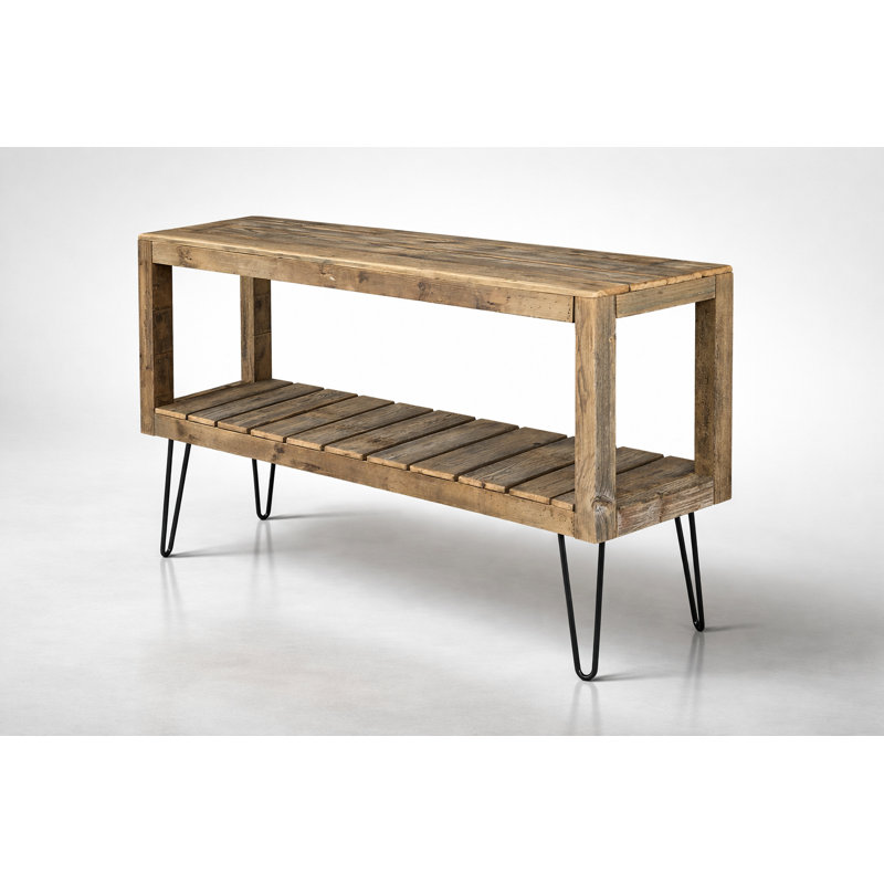 Reclaimed Wood Console Table With Shelf – 49.5” Rustic Entryway Sofa Table With Hairpin Legs